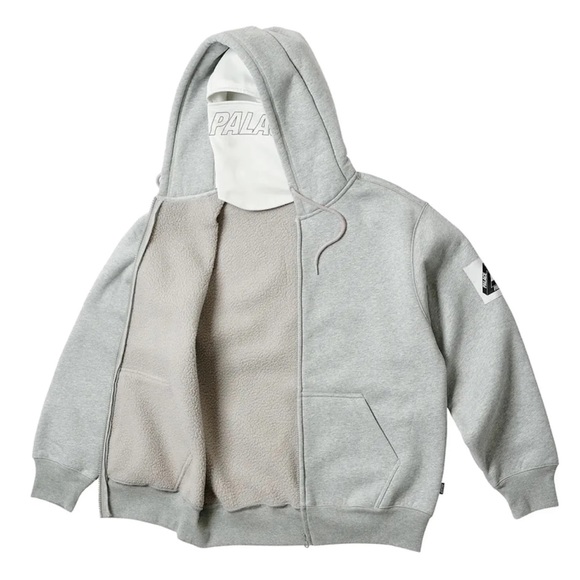 NWT 2023 PALACE FACEMASK SHEARLING THERMAL ZIP HOODIE GREY SZ. SMALL - Picture 16 of 16